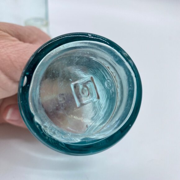 Vintage Lot of 3 Mellin's Food Jar Variety Glass Aqua Blue Clear 1 UV Reactive - Picture 11 of 16